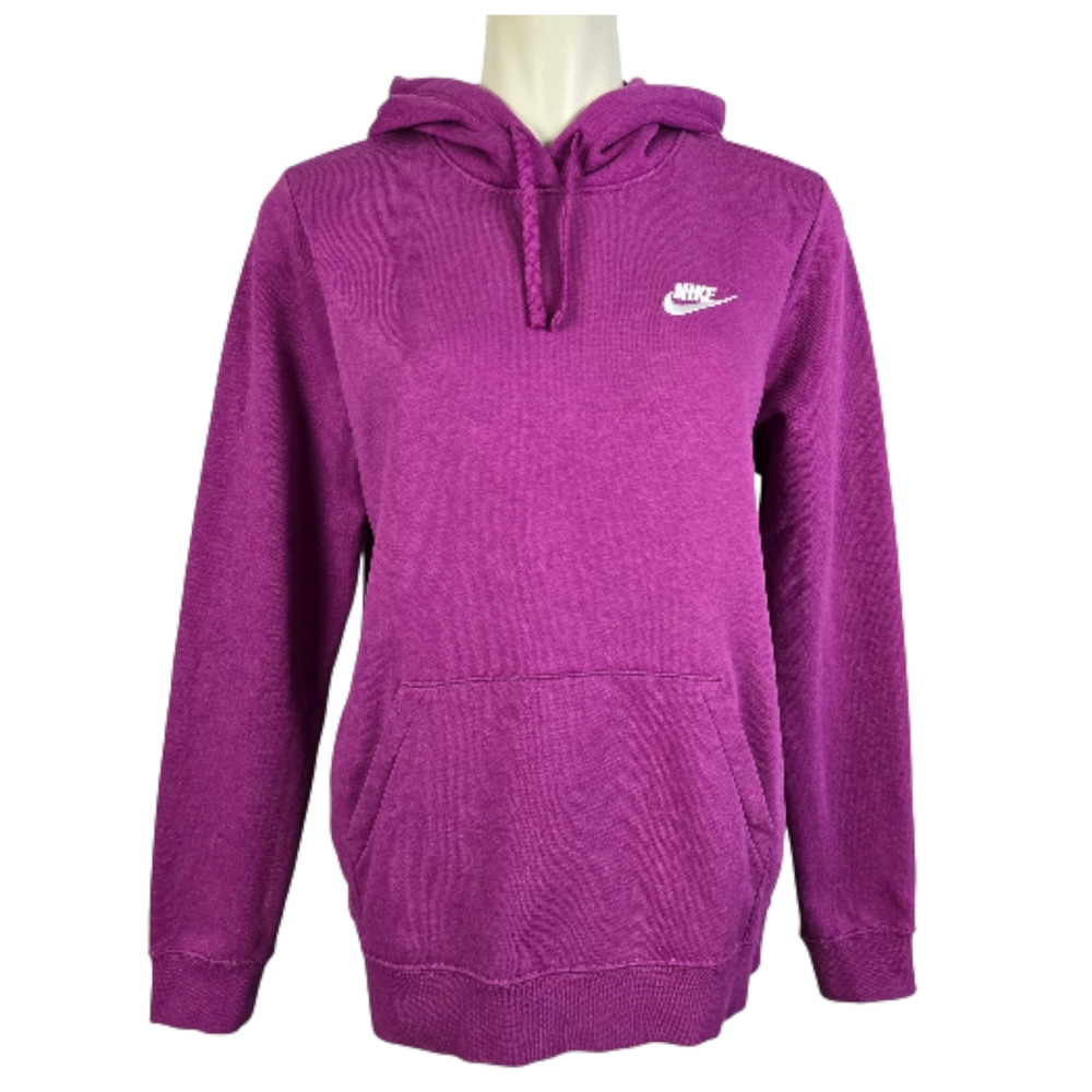 NIKE Women's Pullover Fleece Hoodie Viotech Purple Cotton Blend Pocket L
